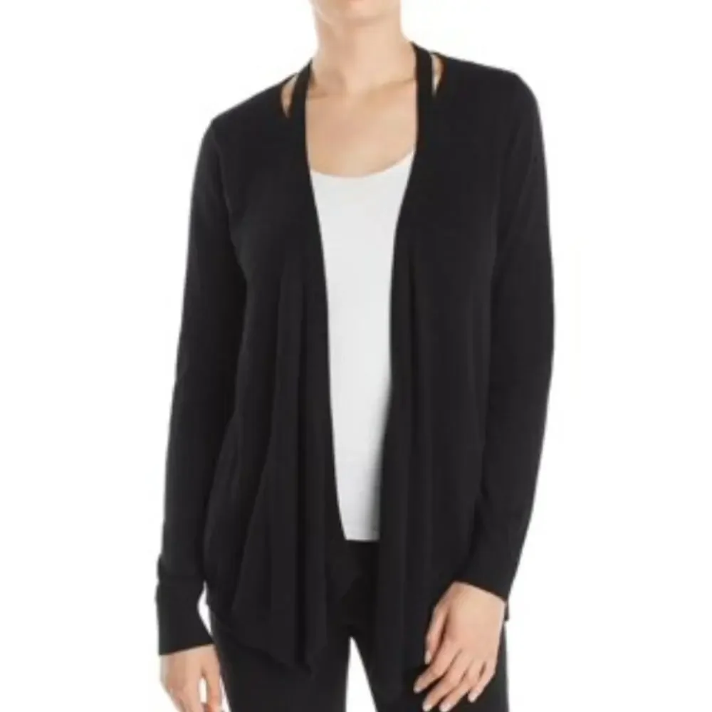 Marled Reunited Hi-Low Cut Out‎ Neck Black Cardigan